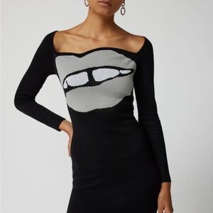 Black and Gray Off-Shoulder Dress